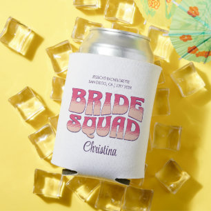 Bachelorette Party Bride Squad Bridesmaid Hot Pink Can Cooler