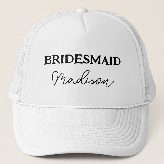 Bachelorette Party Bridesmaid Black And White Trucker Hat (Front)