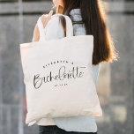 Bachelorette Party Bridesmaid Calligraphy Wedding Tote Bag<br><div class="desc">Bachelorette Party Bridesmaid Calligraphy Wedding Tote Bag features fun and pretty calligraphy,  along with the event date and personalised name. This makes a perfect gift for a bachelorette party - fill it with fun!</div>