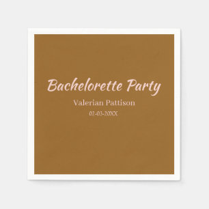 BACHELORETTE PARTY BROWN PINK NAME BRIDESMAID MAID NAPKIN