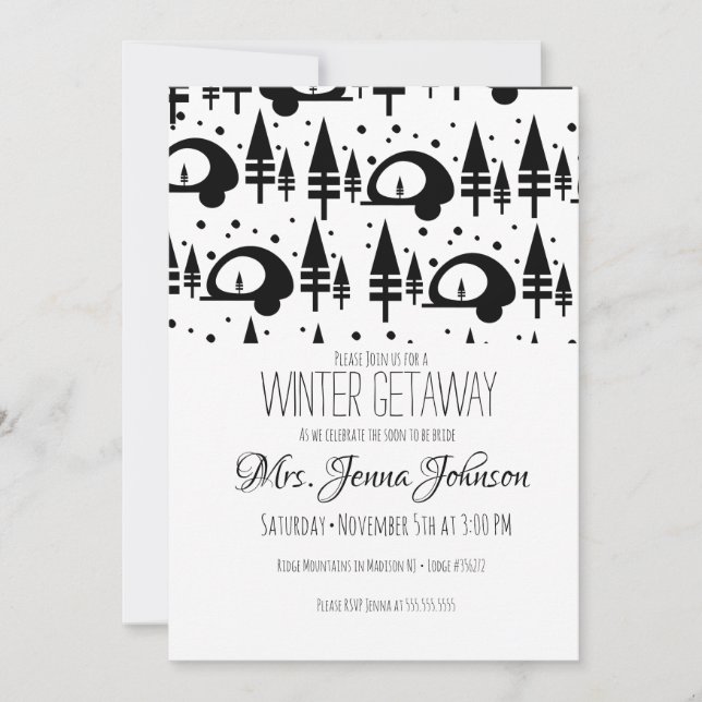 Bachelorette Party Camper Mountain Winter Invitation (Front)