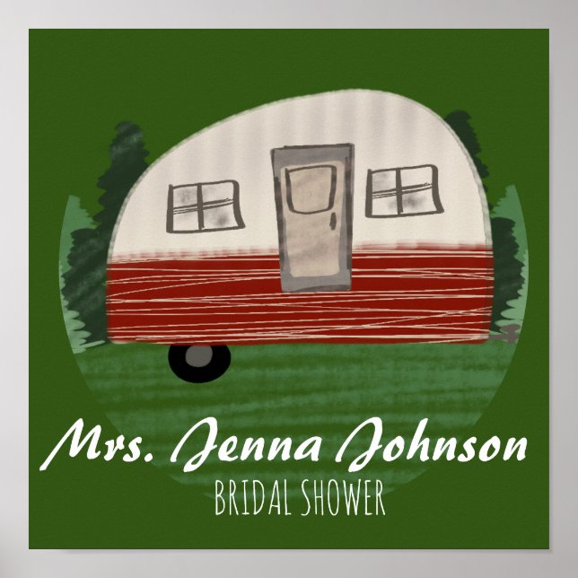 Bachelorette Party Camper Mountains Weekend Green  Poster (Front)