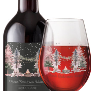 Bachelorette Party Camping Weekend Stemless Wine Glass