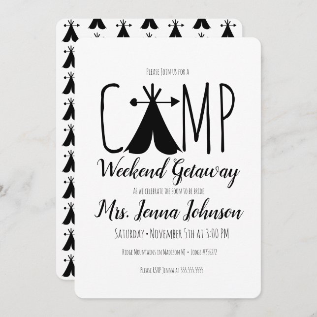 Bachelorette Party Camping Weekend Tent Invitation (Front/Back)