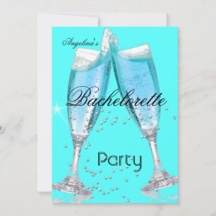Bachelorette Party Champagne teal blue Invitation