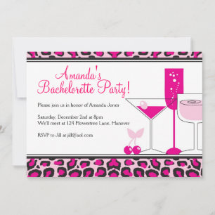 Bachelorette Party Cocktail Leopard Invitations