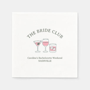 Bachelorette Party Cocktail Social Club Pink Green Napkin