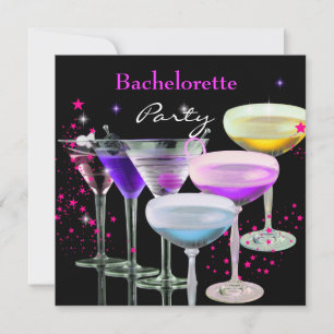 Bachelorette Party Cocktails Champagne Pink Invitation