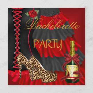 Bachelorette Party Corset Black Red Dress Shoes Invitation