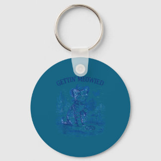 Bachelorette party cowboy cowgirl getting meowiedB Key Ring