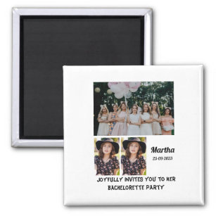 Bachelorette Party custom 3 Photo Collage   Magnet