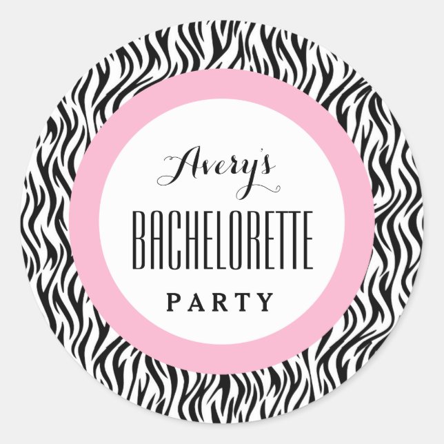 BACHELORETTE PARTY Custom Name V01 BLACK PINK Classic Round Sticker (Front)
