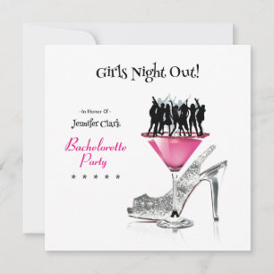 Bachelorette Party Dancing on Martini Glass Invita Invitation