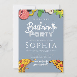 Bachelorette Party Dusty Blue PIZZA Modern Invitation