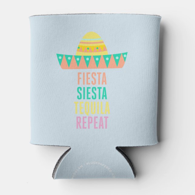 Bachelorette Party Favour Fiesta Siesta Repeat Can Cooler (Front)