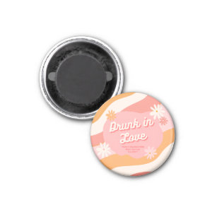 Bachelorette Party Favour Retro Pink Drunk in Love Magnet