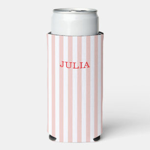 Bachelorette Party Favours With Name Striped Slim Seltzer Can Cooler