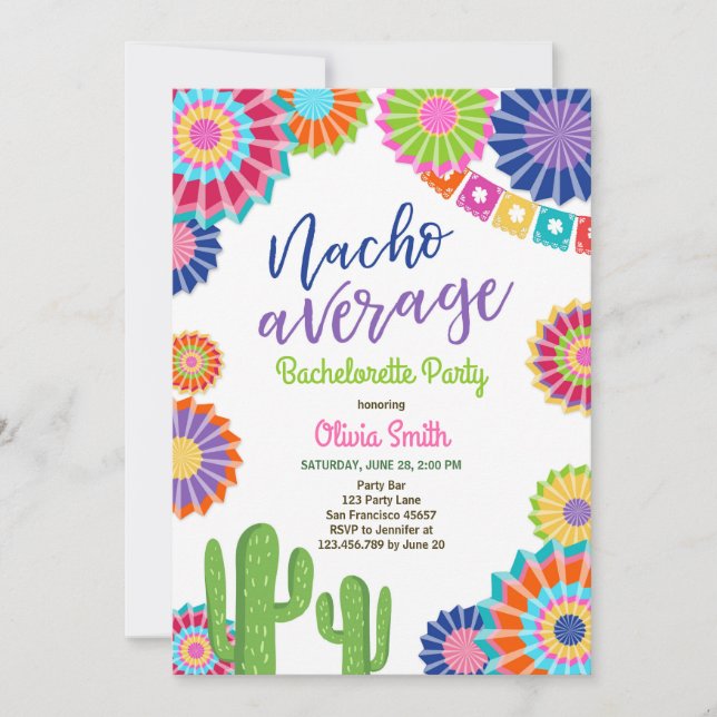 Bachelorette party Fiesta Invitation Nacho Average (Front)