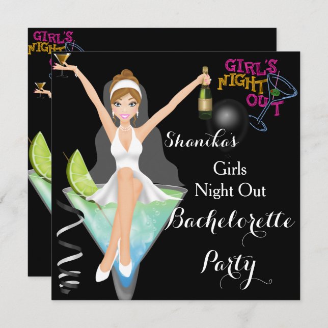 Bachelorette Party Fun Cocktails Drinks Invitation (Front/Back)