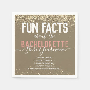 Bachelorette Party Fun Facts Gold Glitter Girly  Napkin