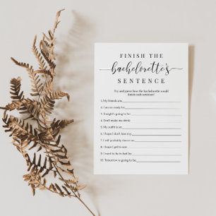 Bachelorette Party Game Card Finish the Sentence