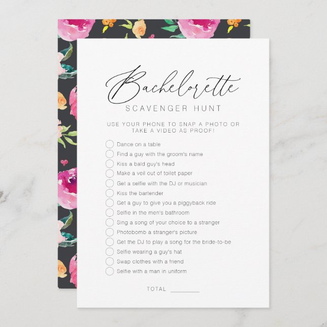 Bachelorette Party Games Scavenger Hunt Card (Front/Back)