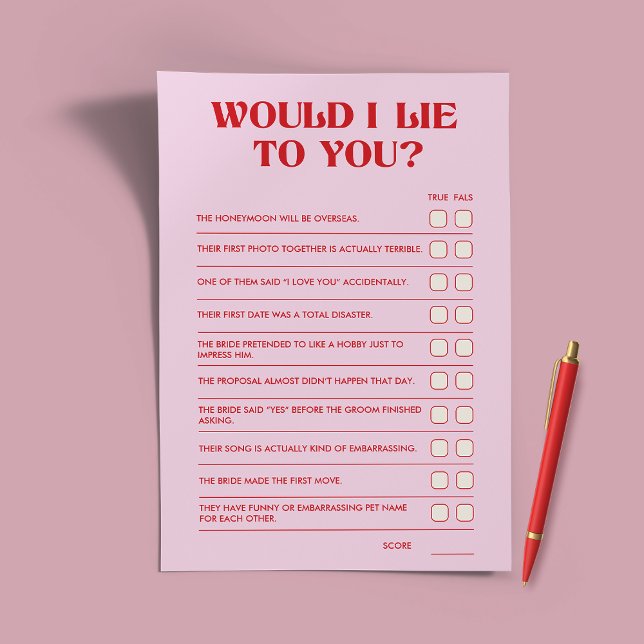 Bachelorette Party Games Would I Lie To You Flyer (Creator Uploaded)