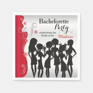 Bachelorette Party Girls - Deep Red Napkin