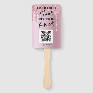 Bachelorette Party Glitter Drip Buy Shot QR Code  Hand Fan