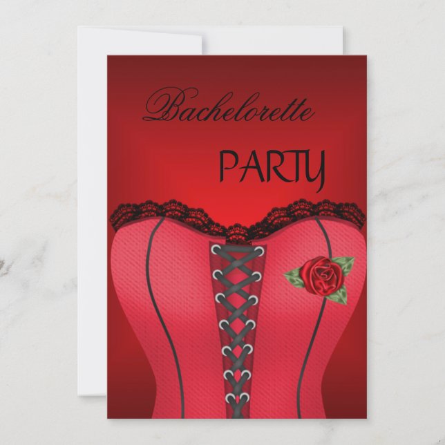 Bachelorette Party Gold Black Red Corset Invitation (Front)