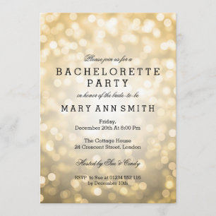 Bachelorette Party Gold Glitter Lights Invitation