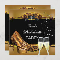 Bachelorette Party Gold Leopard Black Shoes