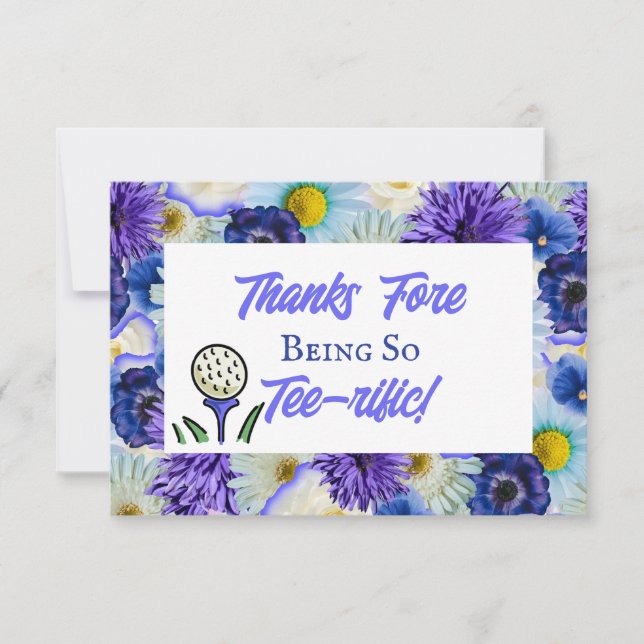 Bachelorette Party Golf Blue Floral Last Swing Thank You Card (Front)