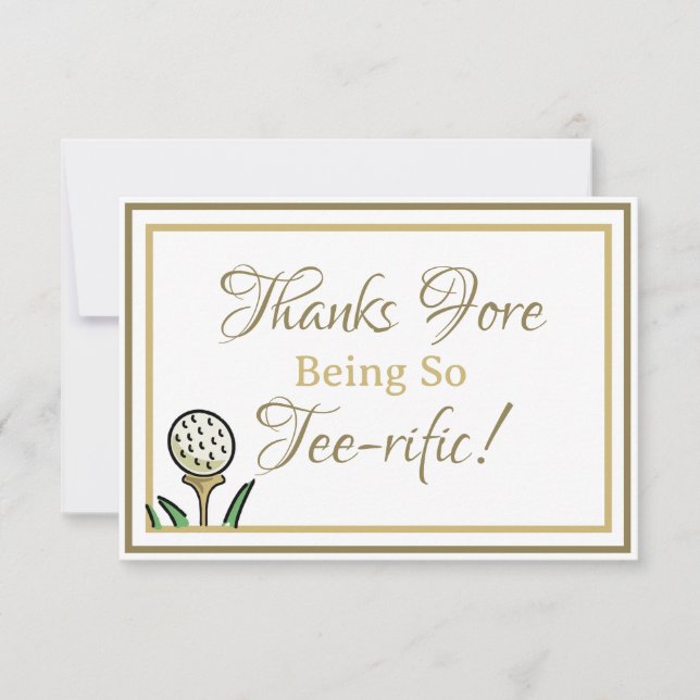 Bachelorette Party Golf Gold and White Thank You Card (Front)