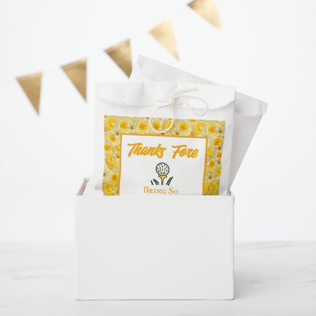 Bachelorette Party Golf Yellow Flowers Personalise Favour Bag (Party)