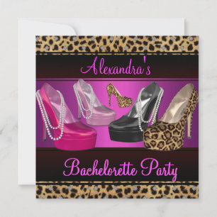Bachelorette Party Hi Heel Shoes Bright Pink Invitation