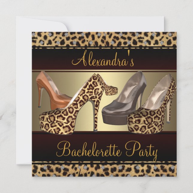 Bachelorette Party Hi Heel Shoes Leopard Invitation (Front)