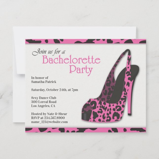 Bachelorette Party High Heel Invitation (Front)
