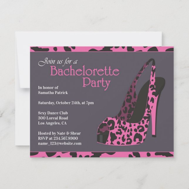 Bachelorette Party High Heel Invitation (Front)