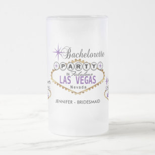 Bachelorette Party in Las Vegas - Purple Frosted Glass Beer Mug