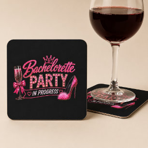 Bachelorette Party In Progress Square Paper Coaster