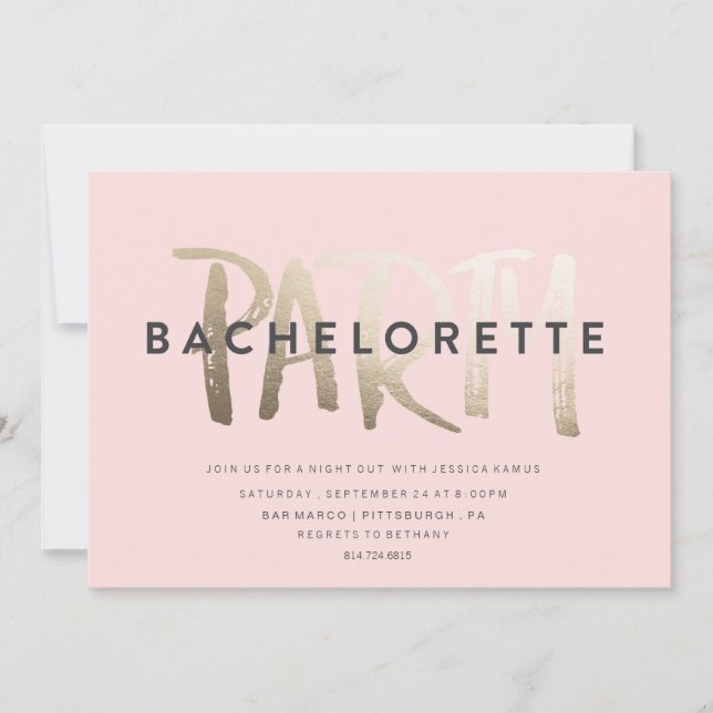 BACHELORETTE PARTY INVITATION // GOLD FOIL (Front)