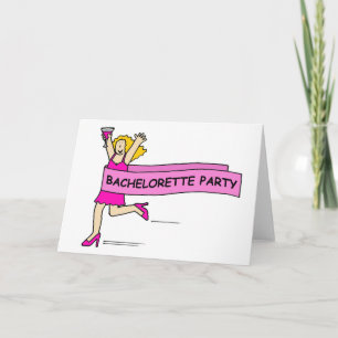 Bachelorette party invitation, lady in pink. invitation