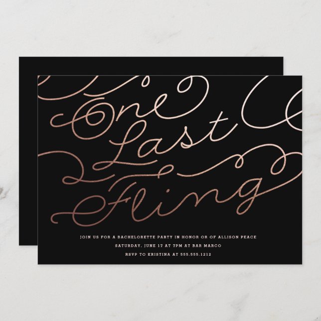 BACHELORETTE PARTY INVITATION // one last fling (Front/Back)