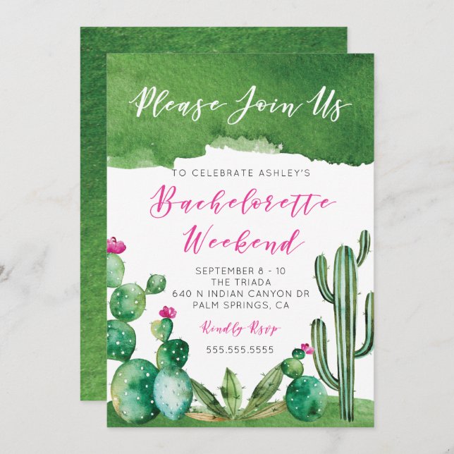 Bachelorette Party Invitation - Palm Springs (Front/Back)