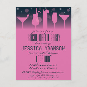 Bachelorette party invitation postcard