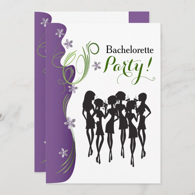 Bachelorette Party Invitation - Purple (Front/Back)