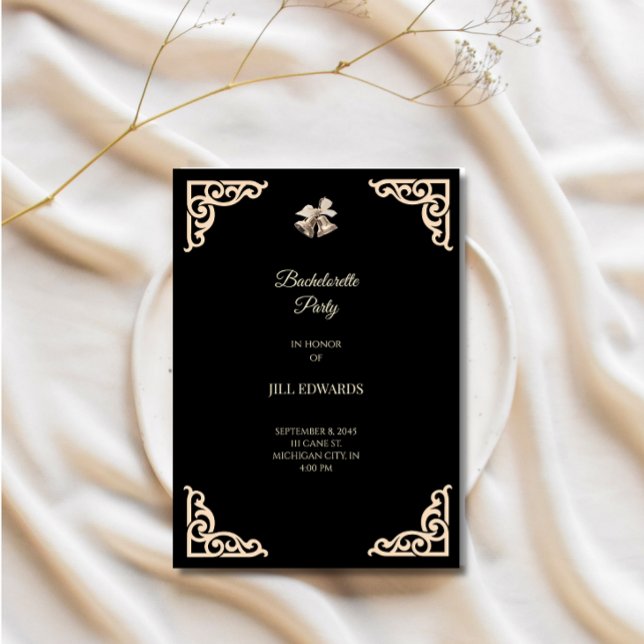 Bachelorette Party Invitation Wedding Black Card (Creator Uploaded)