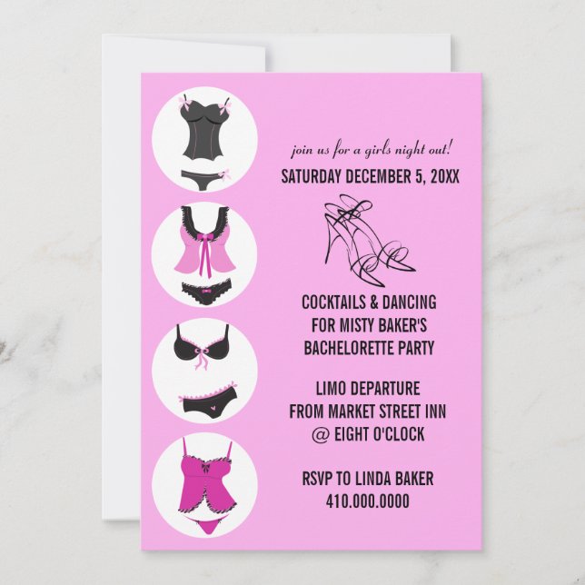 Bachelorette Party Invitations (Front)
