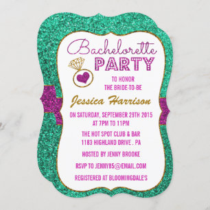 Bachelorette Party Invitations - Glitter Effect